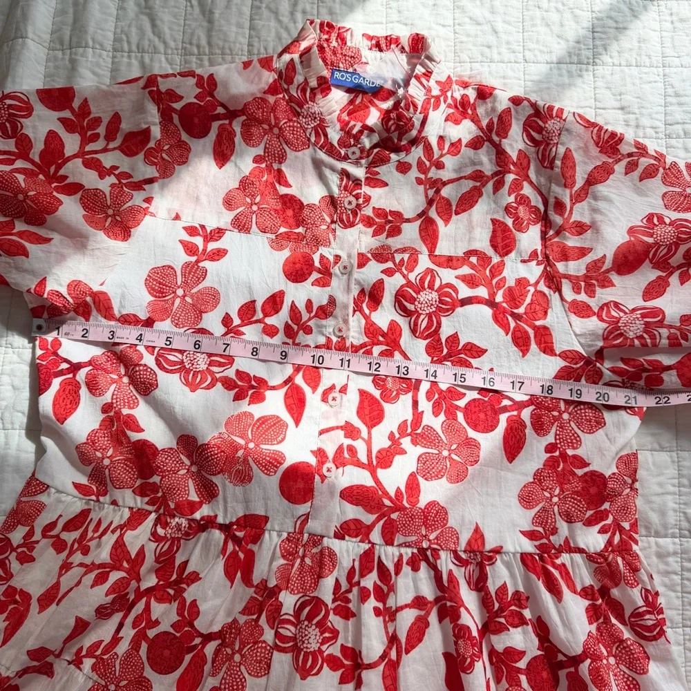 Ro's Garden Vibeka Short Floral Print Dress Large NWT Red White - Picture 9 of 10